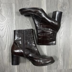 Via Spiga Brown Leather Women's Heeled Boots - Retro Fall‎ Style